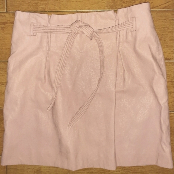 Free People Mauve Swoon Paperbag Faux Leather Skirt Size 12 - Picture 5 of 11